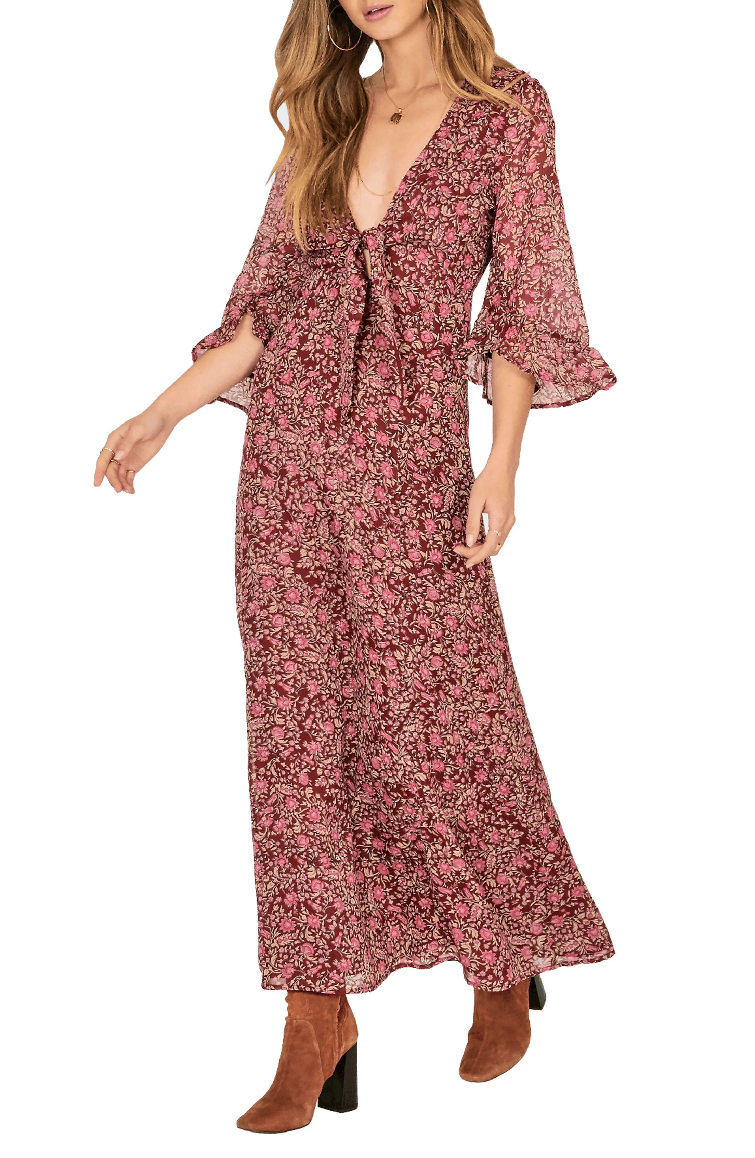Besos Besos Baby Knot Front Maxi Dress | Nordstrom