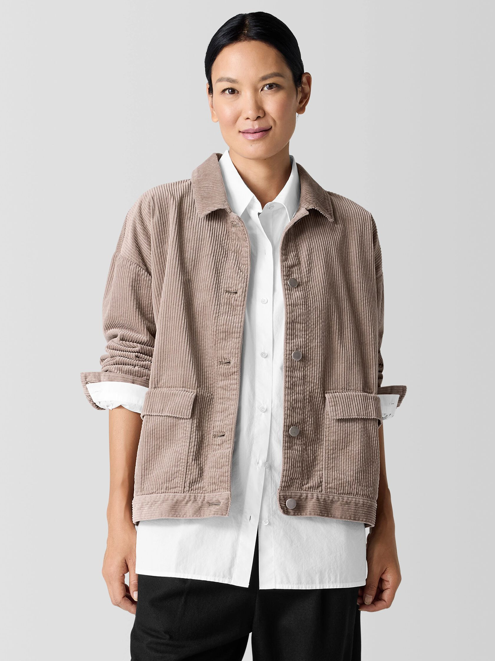 Organic Cotton Corduroy Classic Collar Jacket | Eileen Fisher
