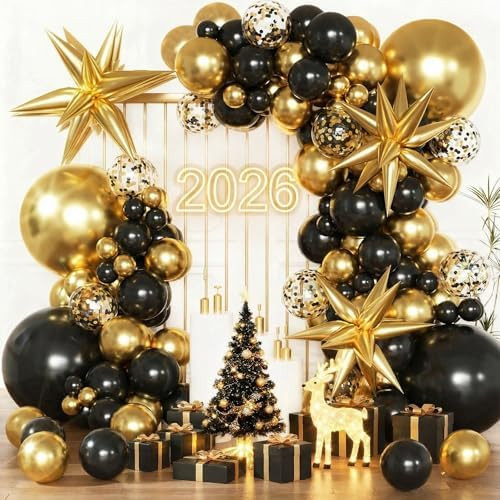 Black and Gold Balloon Arch Kit, Black and Gold Party Decorations for Birthday Bachelorette Retir... | Amazon (US)