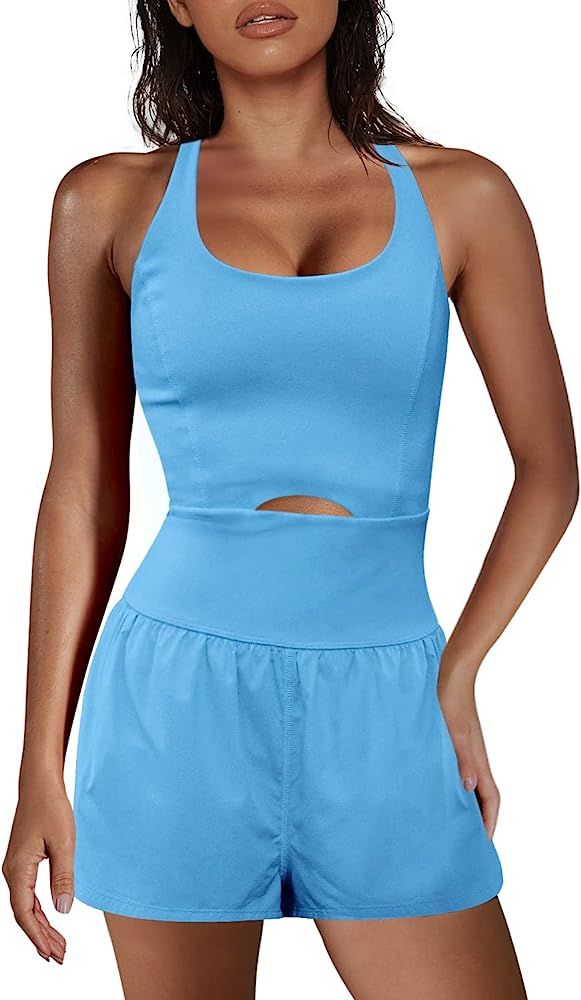 Kalssior Womens Athletic Workout Romper Tennis Active Wear Outfits Gym One Piece Jumpsuits Exerci... | Amazon (US)