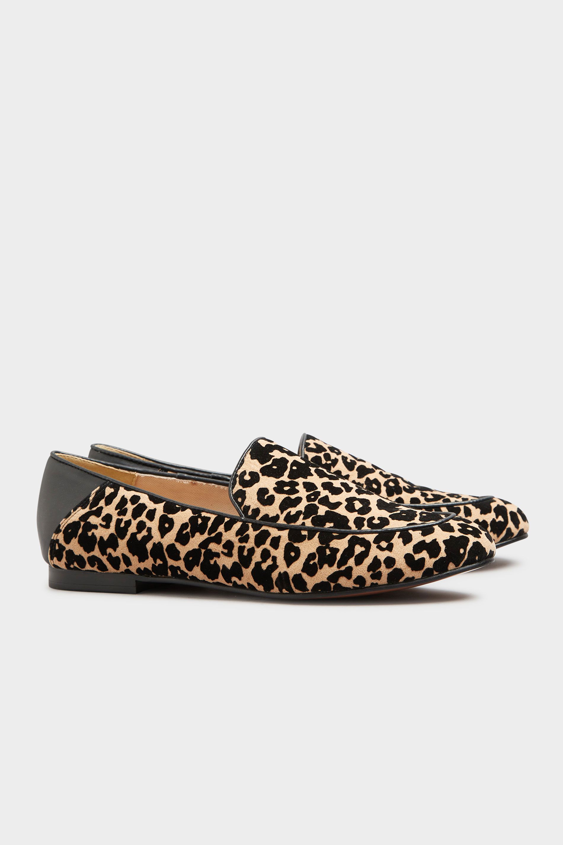 LTS Beige Brown Leopard Print Suede Loafers | Long Tall Sally | Long Tall Sally