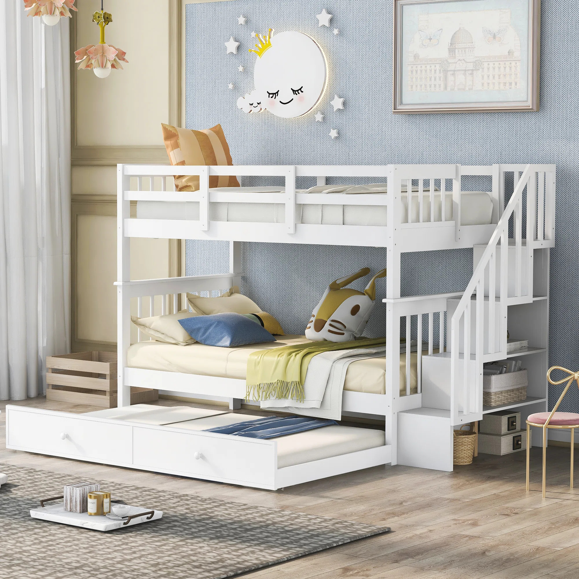Twin-Over-Twin Bunk Bed With Twin Size Trundle For Bedroom | Wayfair North America