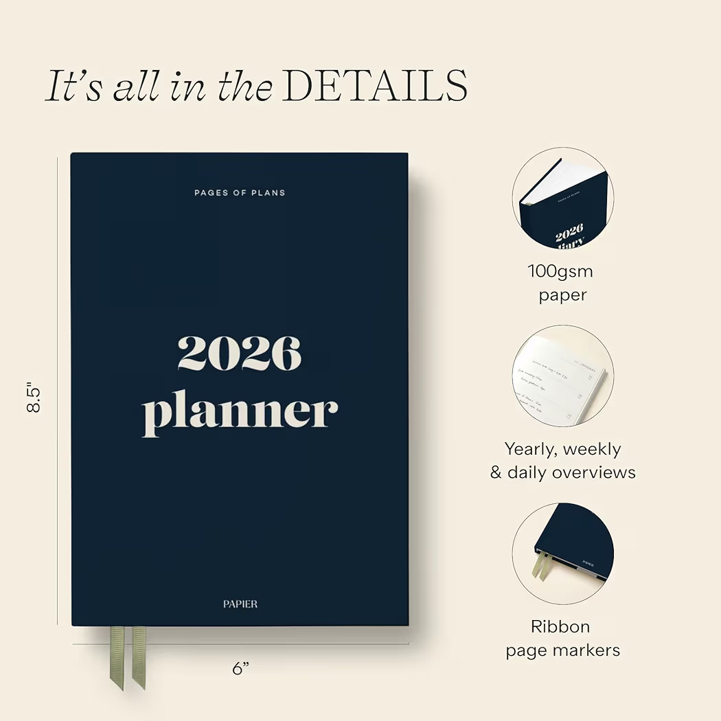 Papier Joy 2026 Year Planner - Navy Blue Hardback | Full Calendar Year | Month View & Week View |... | Amazon (US)