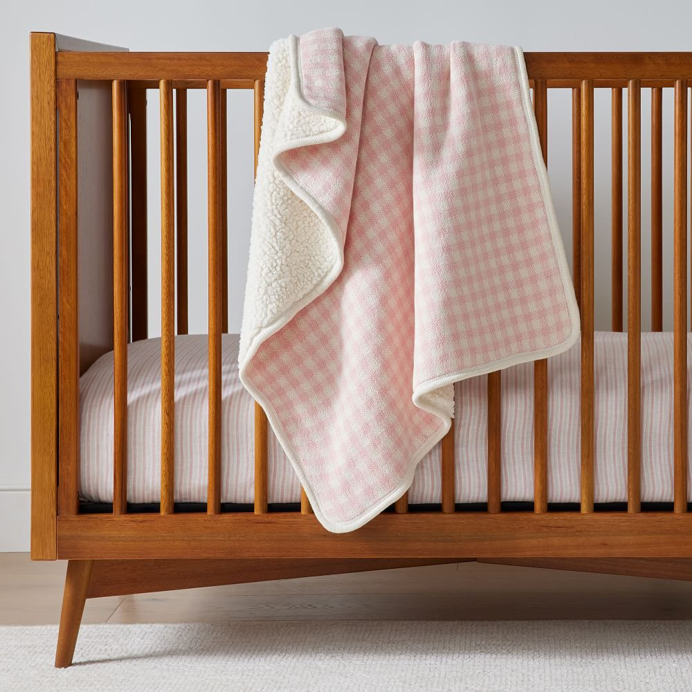 HTH Gingham Stroller Blanket, Dusty Rose, WE Kids | West Elm (US)