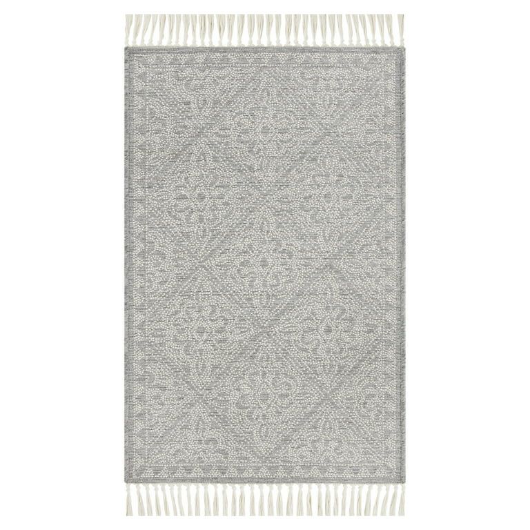 Mainstays Grey Medallion Non-Skid Accent Rug with Fringe - Grey/Ivory - 27"x45" - Walmart.com | Walmart (US)