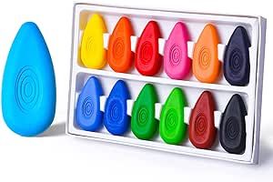 Washable Toddler Crayons, 12 Colors Water-Drop Shape Crayons Bulk for Kids, Non Toxic Crayons Set... | Amazon (US)