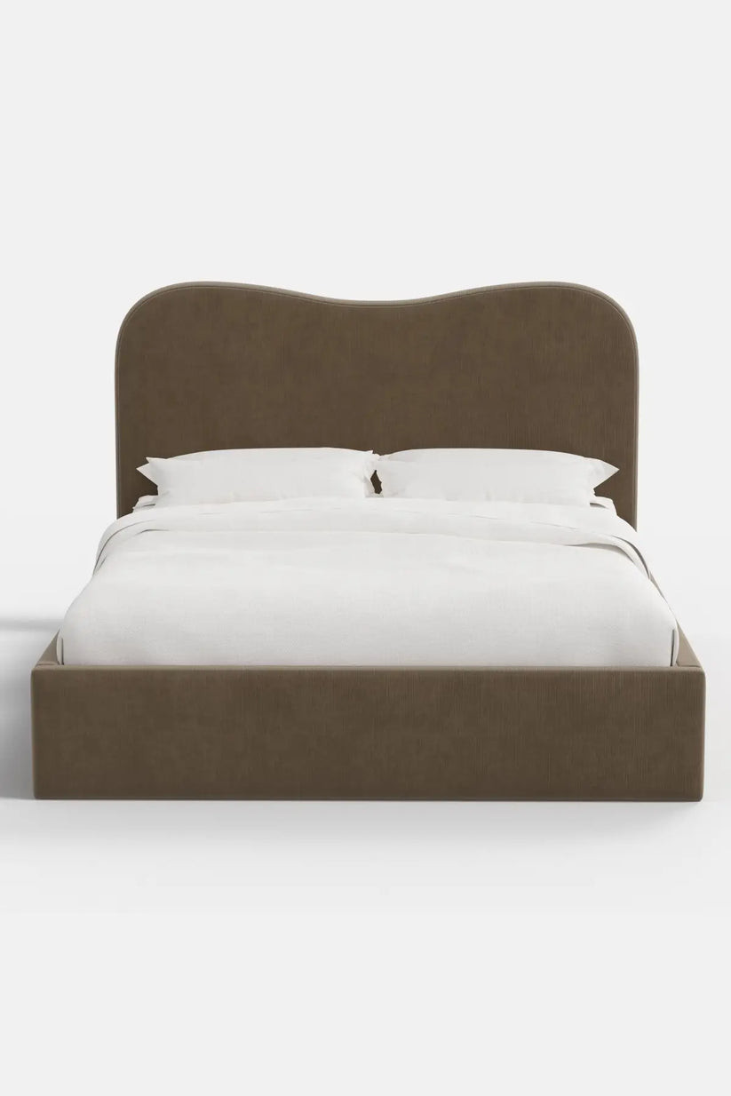 Etta Platform Bed - Performance Velvet Walnut | THELIFESTYLEDCO