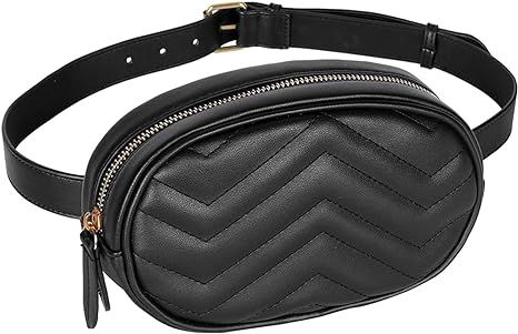 Geestock Black Fanny Packs, Leather Waist Bags for Women, Waterproof Belt Bag, Crossbody Bag, Sty... | Amazon (US)