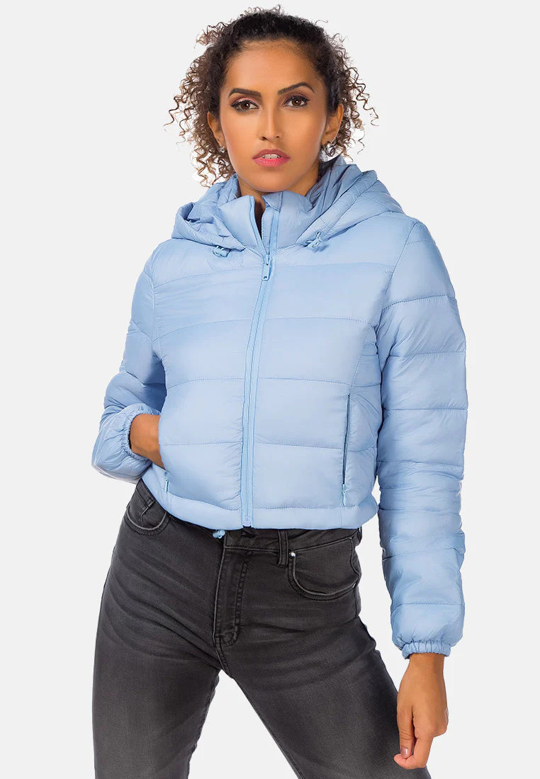 Puffer Hoodie Jacket Blue / L | Casual Chic Boutique