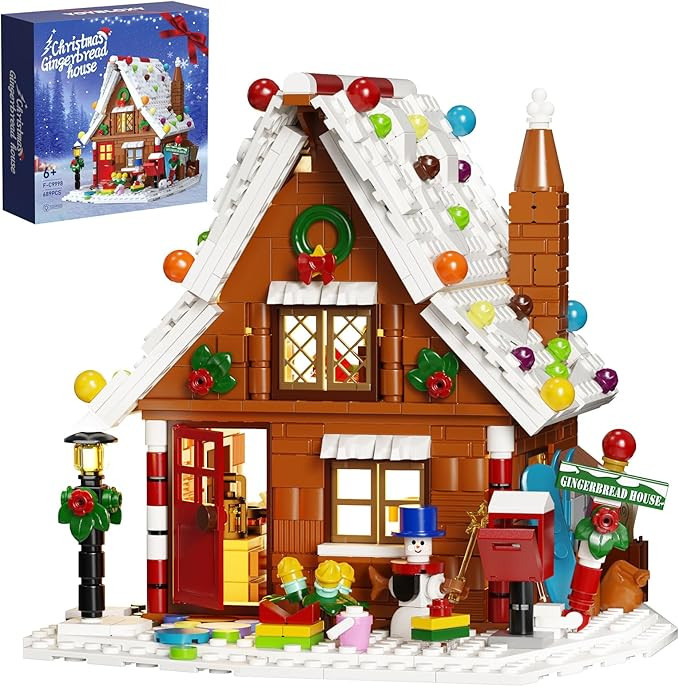 Christmas Gingerbread House Building Kit with LED Lights, Christmas Village House Blocks Set, Com... | Amazon (US)