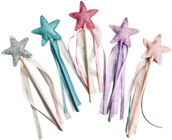 5 PCS Princess Wands for Kids, Glitter Star Wands, Star Princess Wands, Angel Fairy Star Wands | Amazon (US)