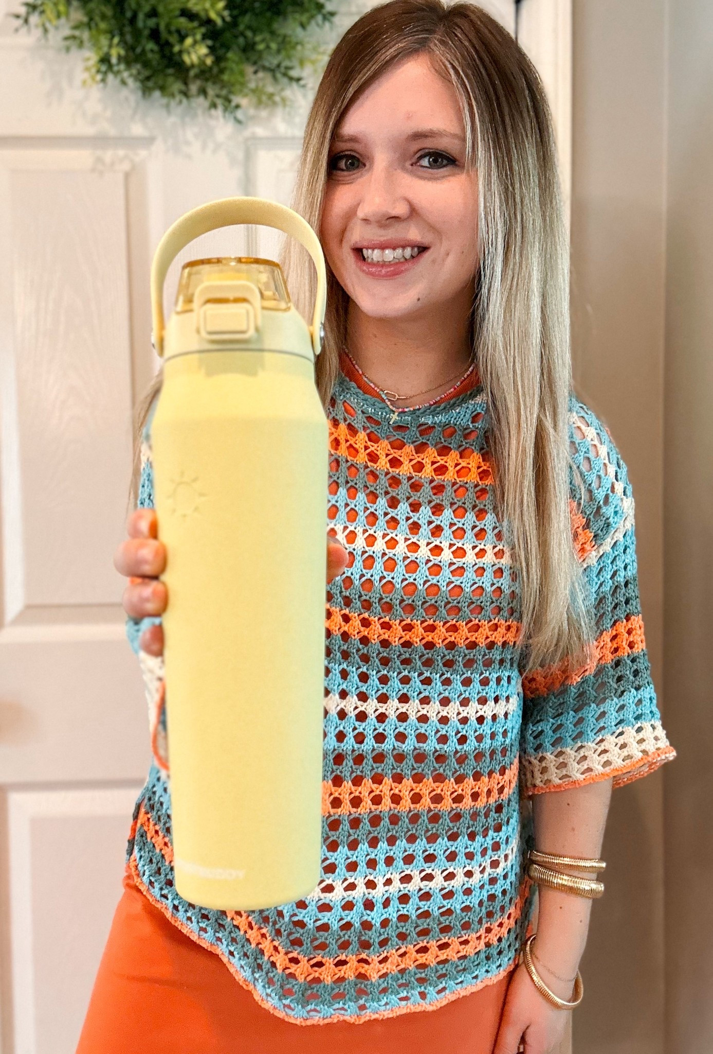 This 32oz tumbler is 100% leak proof!
It has a dual lid and keeps your drinks cold for 24 hours! 
I love the carrying handle too!

#gift #giftidea #teachergift #mothersday #mothersdaygiftideas #tumbler #butteryellow

#LTKHome #LTKselfcare #LTKSeasonal