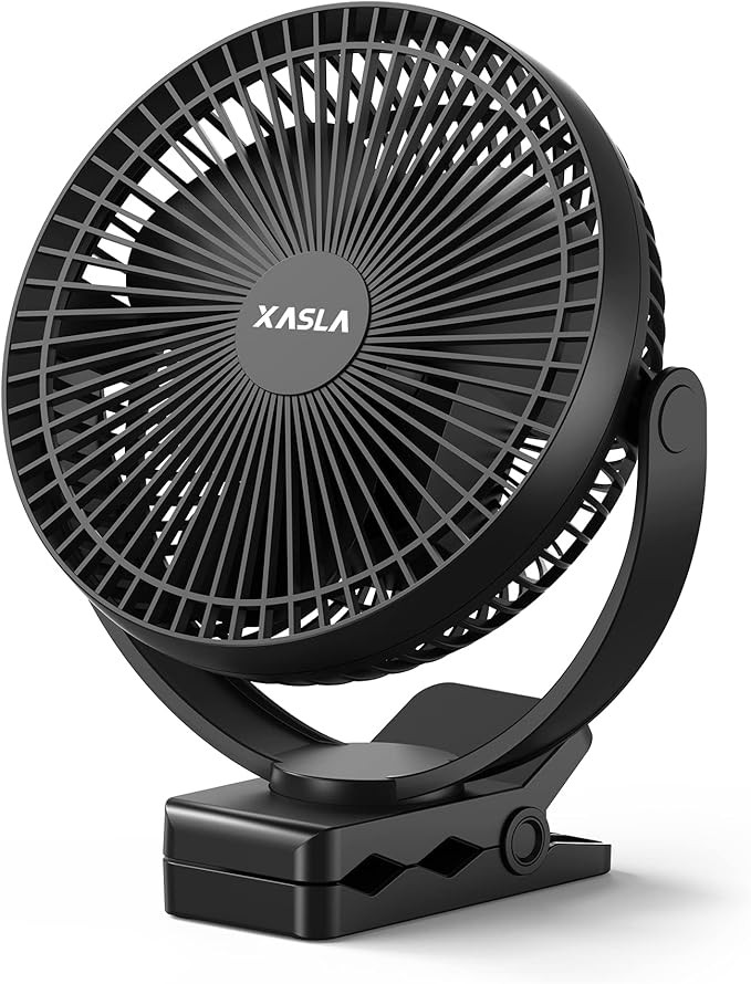 xasla 10000mAh Portable Clip on Fan, 8 inch Rechargeable Battery Operated, 24 Hours Work Time, Qu... | Amazon (US)