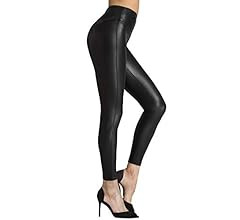 BOOTY GAL Faux Leather Leggings for Women High Waist Pants Black Elastic Tights | Amazon (US)