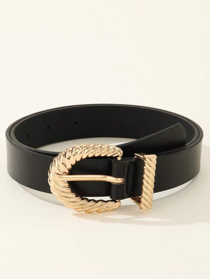 1pc Gold Tone Fashionable Half Circle Buckle Women's Dress Jeans Waist Belt | SHEIN