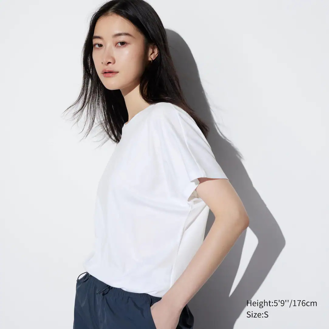 AIRism Drape Short Sleeved T-Shirt | UNIQLO (UK)