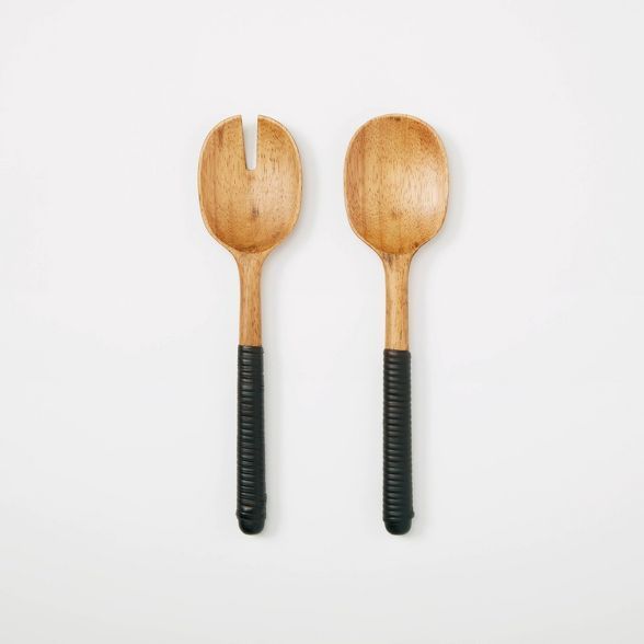2pc Rubberwood and Rattan Serving Utensils - Threshold™ designed with Studio McGee | Target