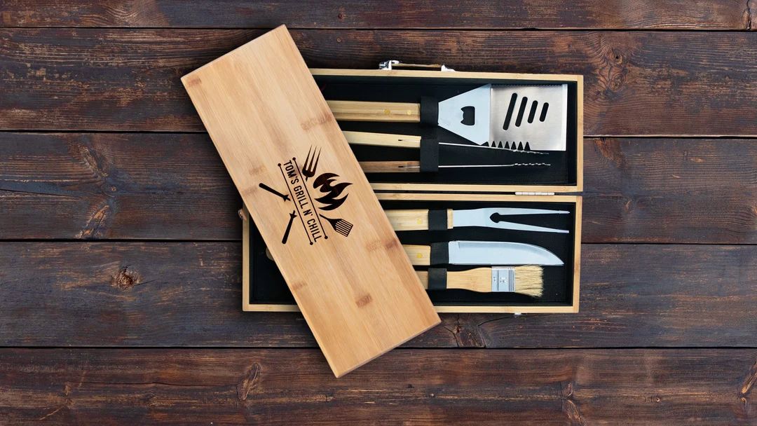 Gift for Him Man Grill Gift Idea Personalized BBQ Set - Etsy | Etsy (US)