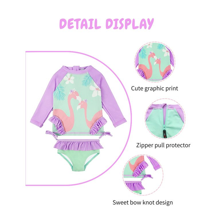 weVSwe Baby Girl Swimsuit UPF50+ Rash Guard Bating Suit 2-Pieces Long Sleeve Swimswear 0-6T | Walmart (US)