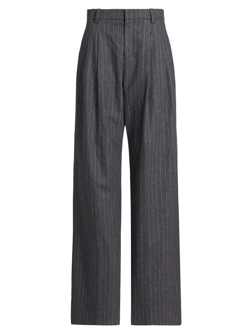 Women's Charles Pinstriped Wool-Blend Wide-Leg Pants - Grey Melange - Size 14 | Saks Fifth Avenue