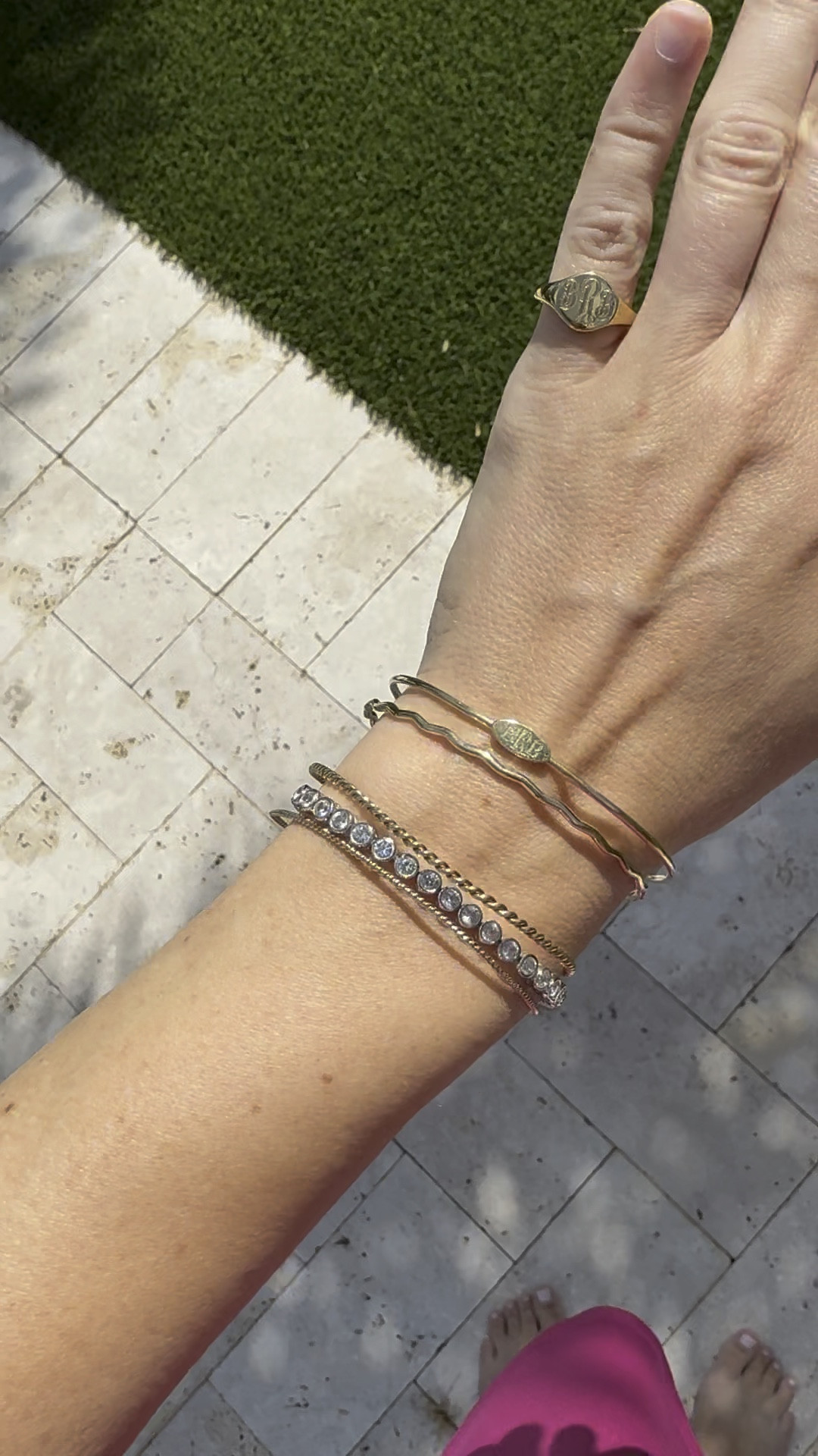 My bracelet stack. Tennis bracelet is Dorsey. 

#LTKVideo #LTKStyleTip