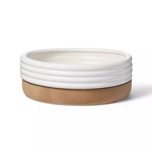Ribbed Ceramic Stoneware Planter White/Natural - Hilton Carter for Target | Target