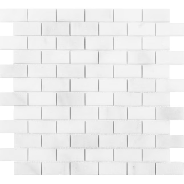 Satori Bianco Polished 12-in x 12-in Polished Natural Stone Marble Brick Look Wall Tile (0.97-sq.... | Lowe's