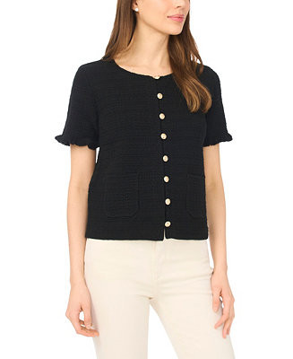 Women's Crewneck Short-Sleeve Cardigan Sweater | Macy's