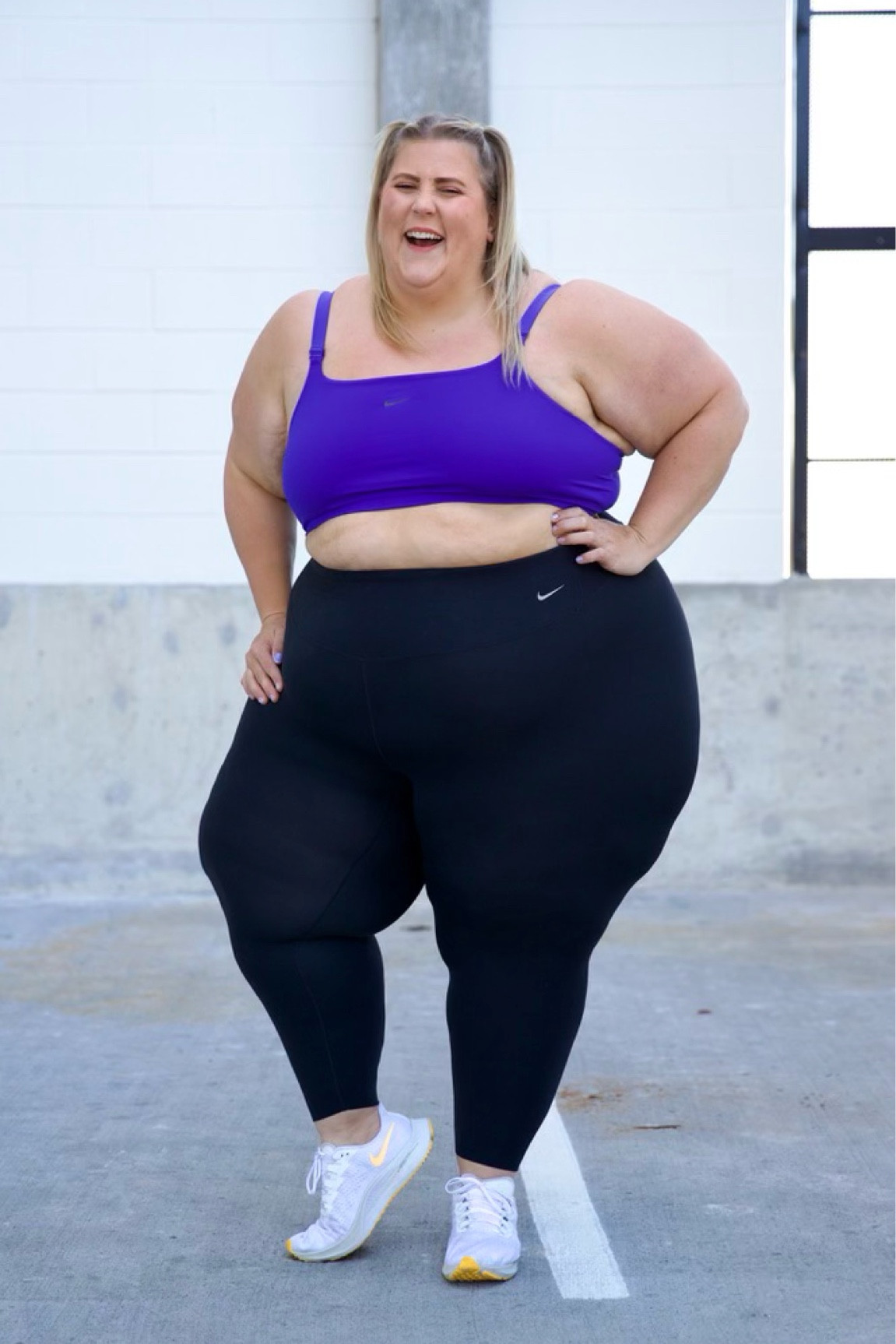 I look and feeling great in my black athletic leggings and blue sports bra. The leggings are high-waisted, providing extra support and coverage, and the blue sports bra adds a pop of color to the outfit. Whether I'm hitting the gym, going for a walk, or biking, this outfit keeps me comfortable and confident.
#plussizefitness
#curvyfit
#bodypositivefitness
#healthateverysize
#fitnessmotivation
#workoutmotivation
#fitfam

#LTKcurves #LTKfit #LTKitbag