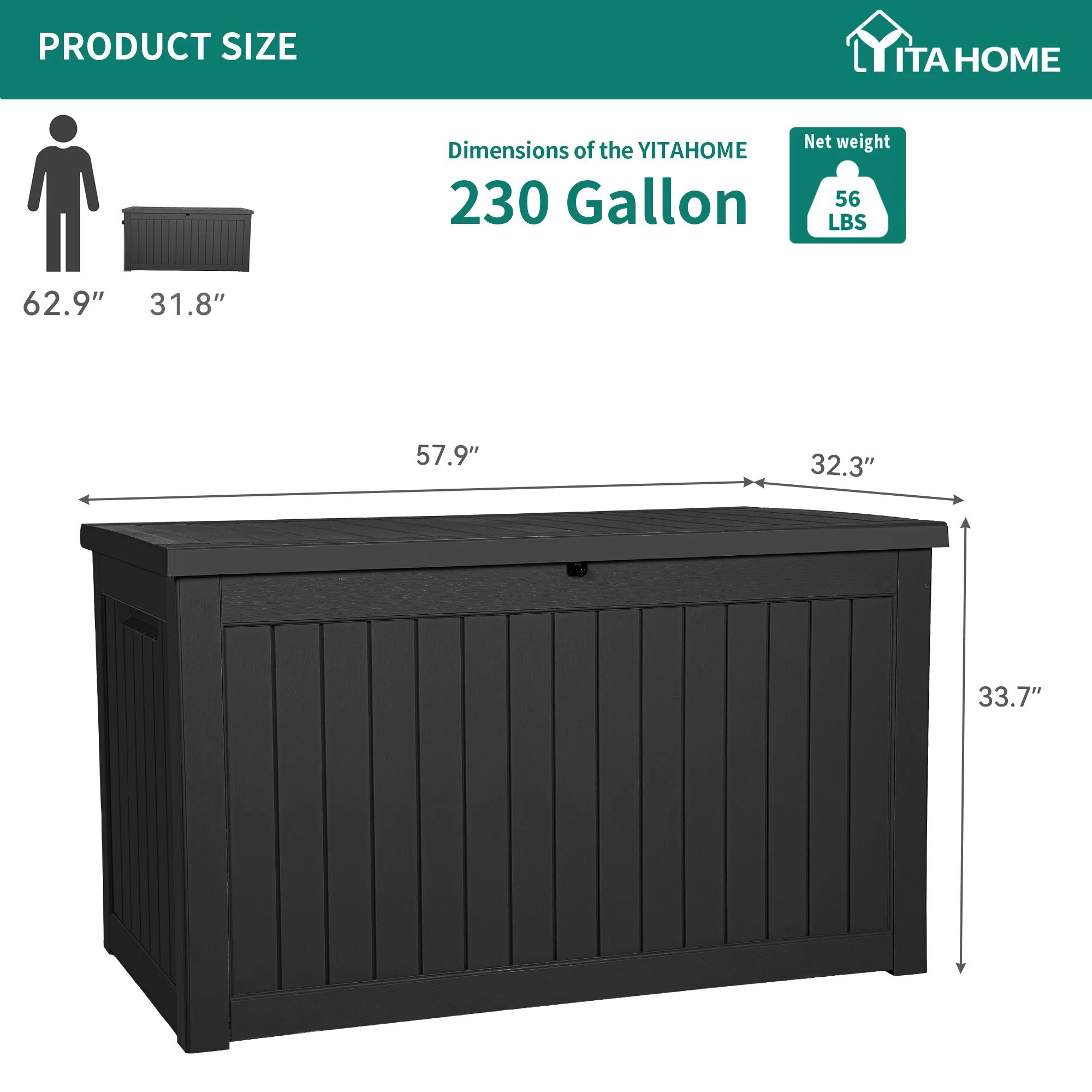 YITA 230 Gallons Water Resistant Resin Lockable Deck Box | Wayfair North America
