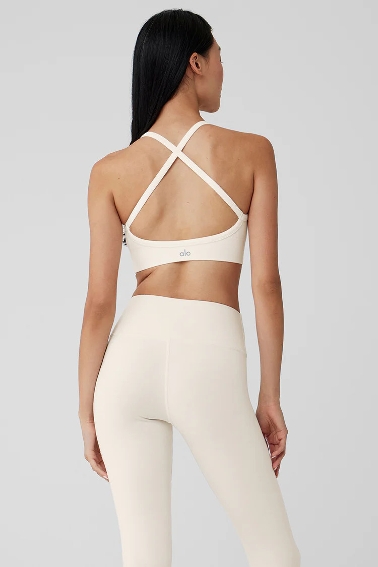 Seamless Ribbed Low Back Bra - Ivory | Alo Yoga (US)