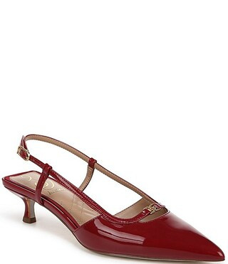 Sam Edelman Toni Patent Kitten Heel Slingback Logo Detailed Pumps | Dillard's | Dillard's