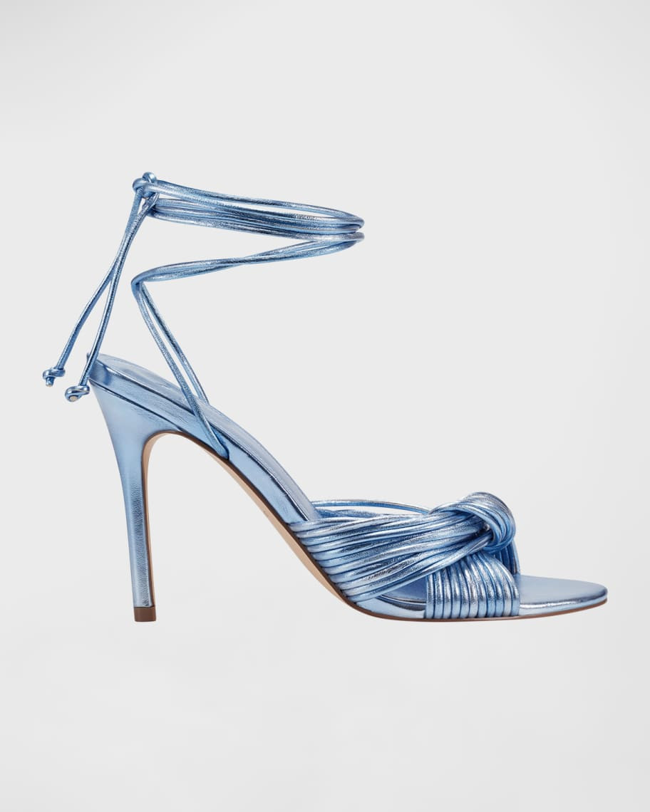 Marc Fisher LTD Brista Metallic Twist Ankle-Tie Sandals | Neiman Marcus