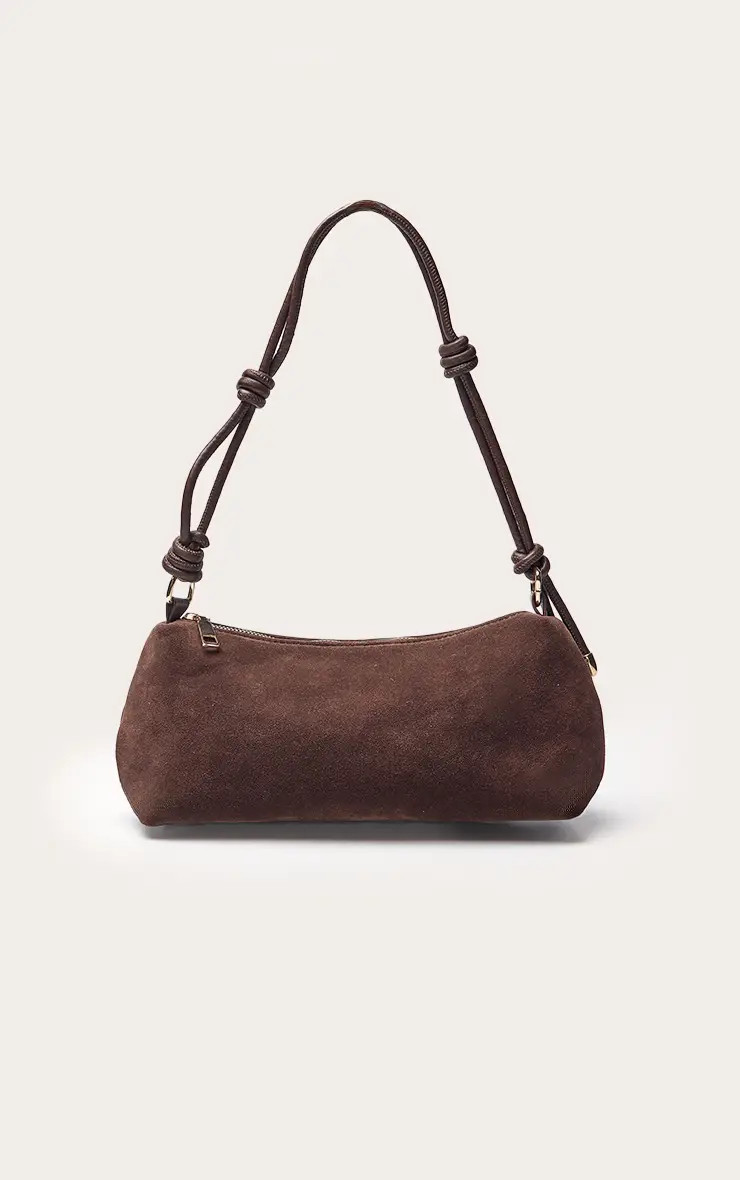 Chocolate Faux Suede Knot Strap Shoulder Bag | PrettyLittleThing | PrettyLittleThing UK