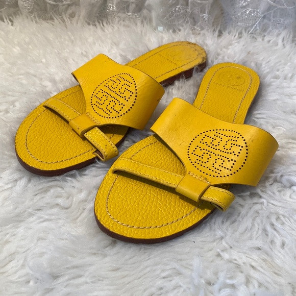 Tory Burch mustard yellow leather sandals | Poshmark