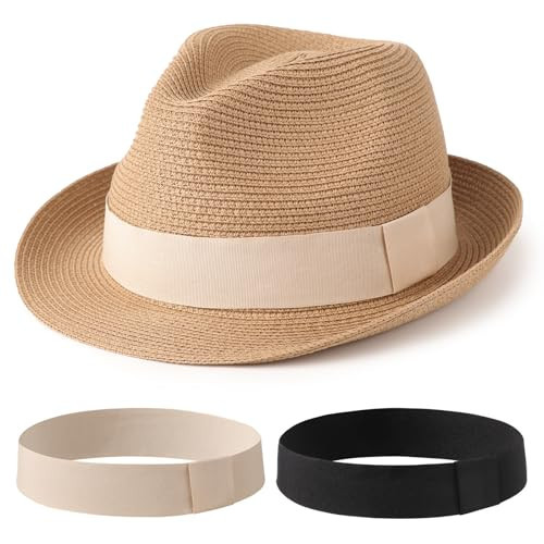 DRESHOW Panama Hat Sun Hats for Women Men Travel Fedora Beach Sun Hat Summer Short Brim Straw Roll up Hat UPF 50+ | Amazon (US)