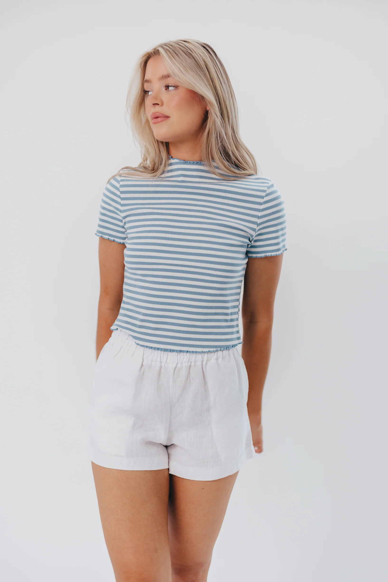 Kira Linen Shorts in White | Worth Collective