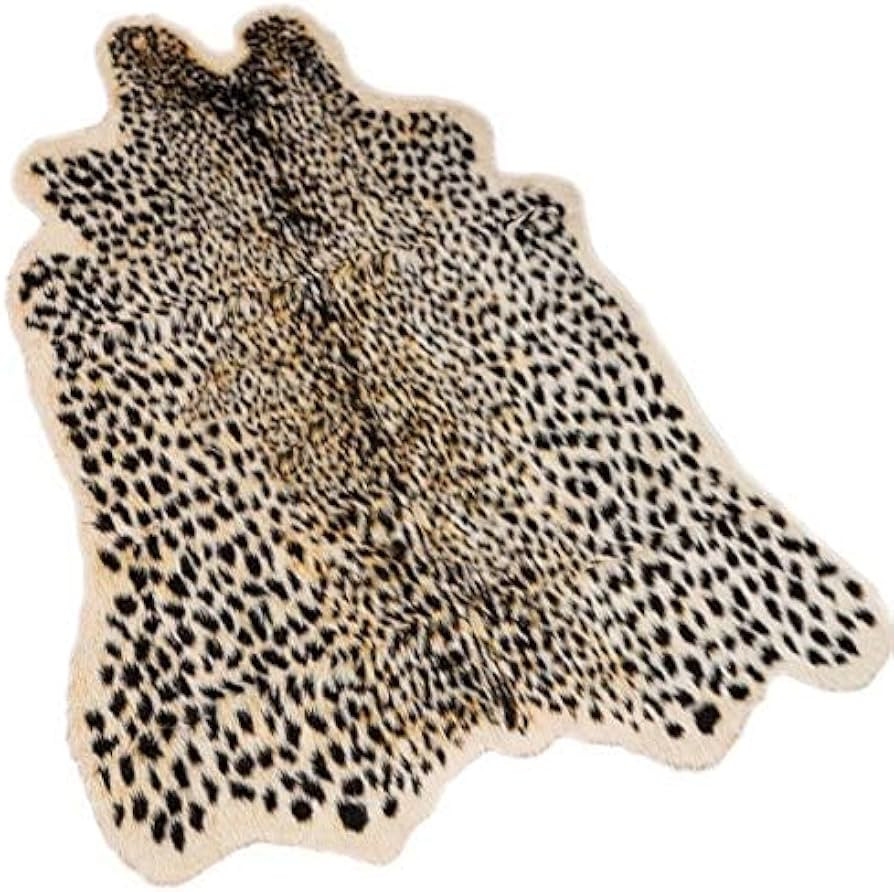 Leopard Area Rug Animals Printed Hide Mats Faux Fur Cowhide Skin Carpet for Home Office, Living R... | Amazon (US)