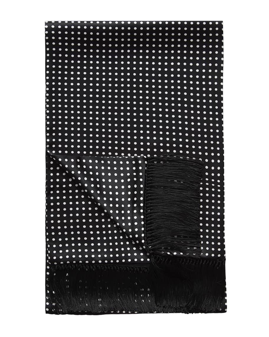Eton Men's Polka Dot Fringe Silk Scarf | Neiman Marcus