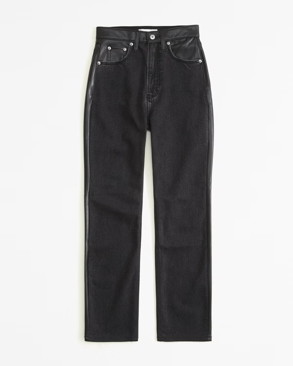 Women's Mixed Fabric Ultra High Rise Ankle Straight Jean | Women's Bottoms | Abercrombie.com | Abercrombie & Fitch (US)