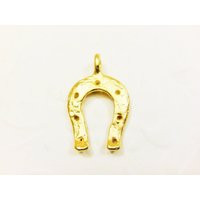 Vermeil, 18K Gold Over 925 Sterling Silver Horseshoe Charm - Lucky Horse Shoe Pendant, Matte Horseshoe, Shoe, Charm | Etsy (US)