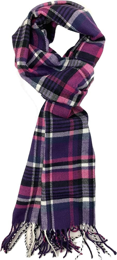 Plum Feathers Plaid Check and Solid Cashmere Feel Winter Scarf, Warm Scarfs, Cold Weather Accesso... | Amazon (US)