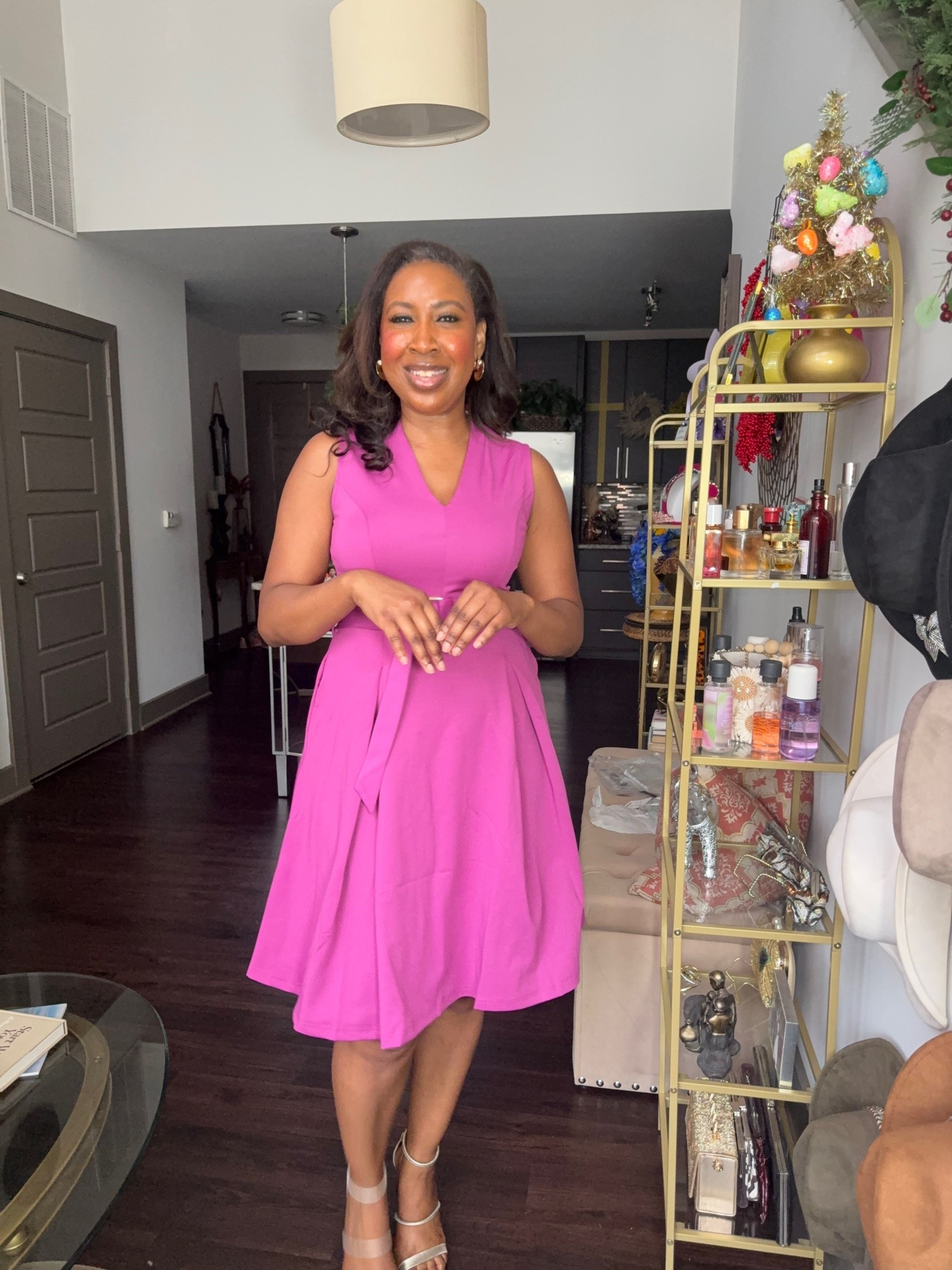 A pop of color never goes out of style. 💜 This fit-and-flare dress is feminine, flattering, and perfect for work, church, weddings, or brunch. I paired it with simple gold jewelry and heels for a polished look. Wearing a Small. I’ve linked the exact dress plus my accessories to recreate the outfit. ✨

#BusinessCasualWorkwear #WorkwearStyle #OfficeStyle

#LTKootd #LTKOver40 #LTKWorkwear