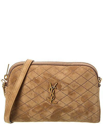 Gaby Zipped Quilted Suede Crossbody | Gilt & Gilt City
