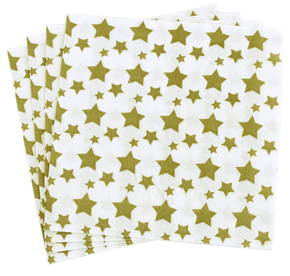 Gold Star Luncheon Napkins Paper Decorative Print 6.5 Inch Napkin Disposable for Lunch Party, Din... | Amazon (US)