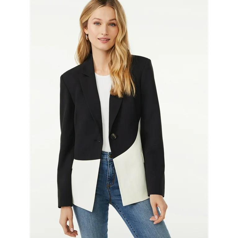 Scoop Women's Long Sleeve Color Block Blazer | Walmart (US)