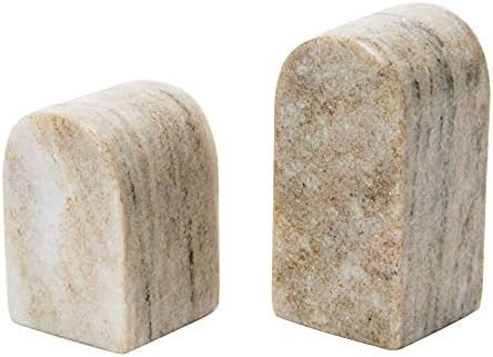 Creative Co-Op Contemporary Decorative Office Shelves and Marble, Set of 2 Bookends, Beige, 2 | Amazon (US)