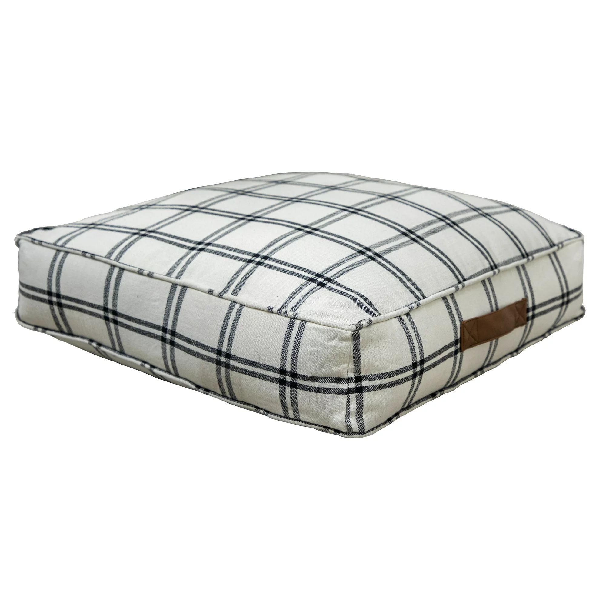 Better Homes & Gardens Yarn Dyed Floor Pillow, White and Black Windowpane Plaid | Walmart (US)