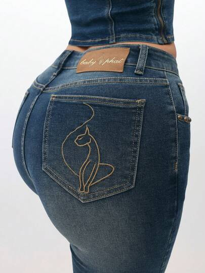 BABYPHAT Stretch Denim Capri Jeans With Turn Up Hems Mid Rise Cropped Pants Summer Casual Bottoms... | SHEIN