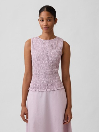 Smocked Sleeveless Boatneck Top | Gap Factory